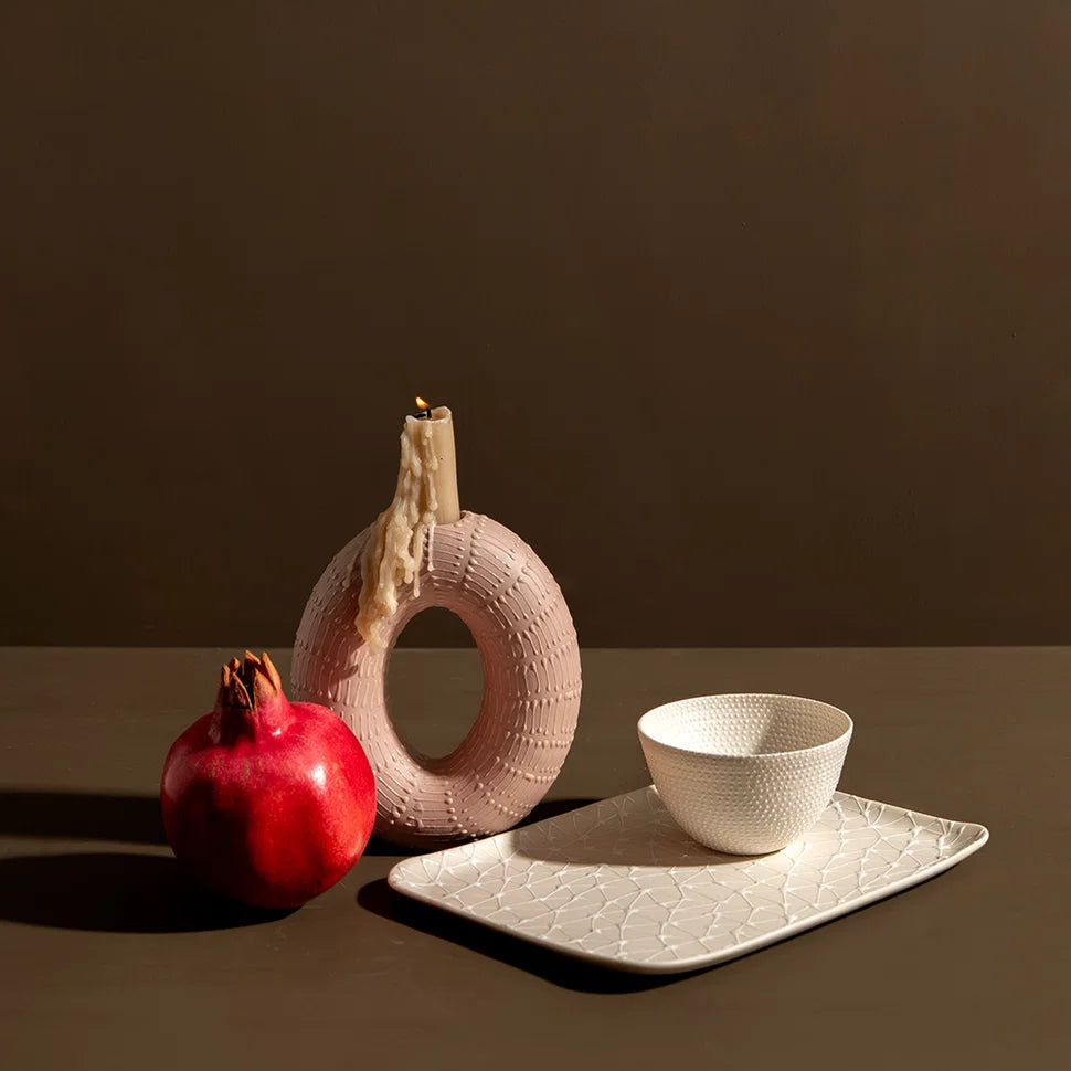 Honey Bowl | White with White Pattern