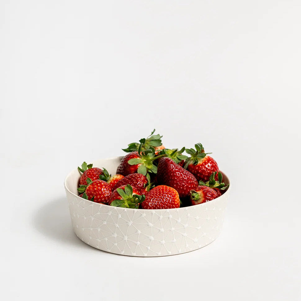 Serving Salad Bowl | White with White Stars