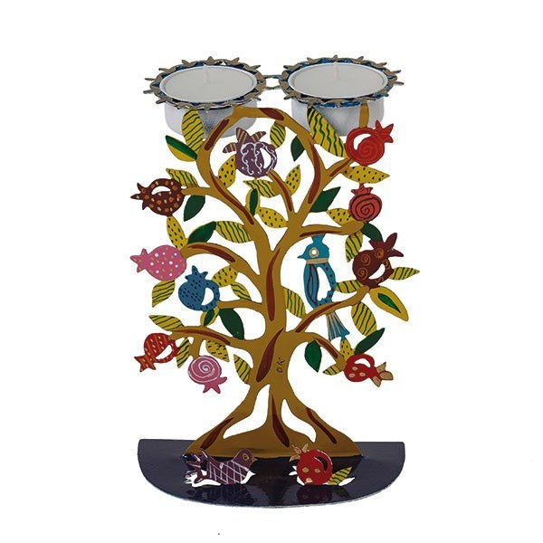 Laser-Cut Candlesticks with Hand-Painted - Pomegranate Tree