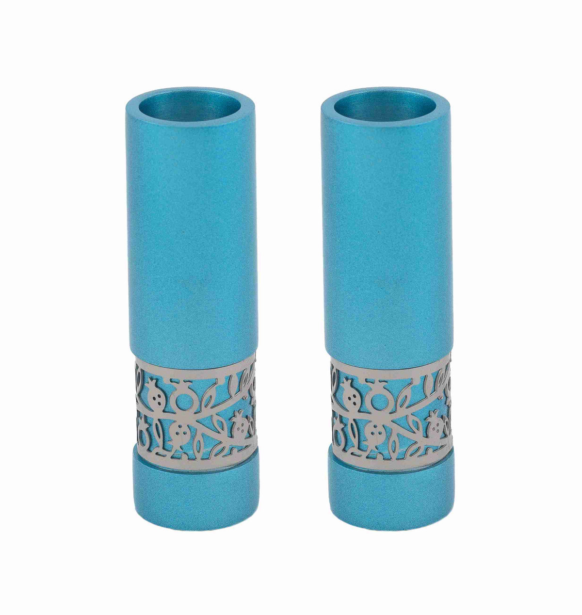 Round Candlesticks with Pomegranate Design – Turquoise