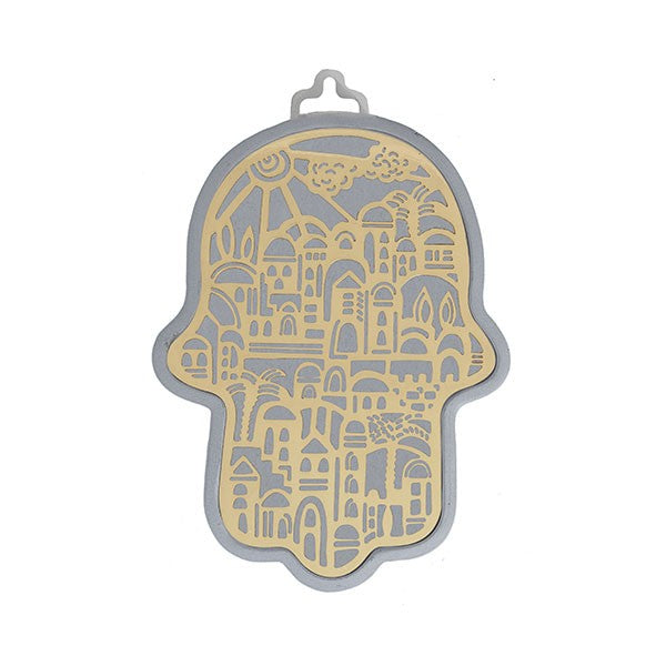Hamsa Silver with Copper Jerusalem Metal Design - Small