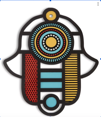 Stained Glass–Style Hamsa Wall Hanging – colorful