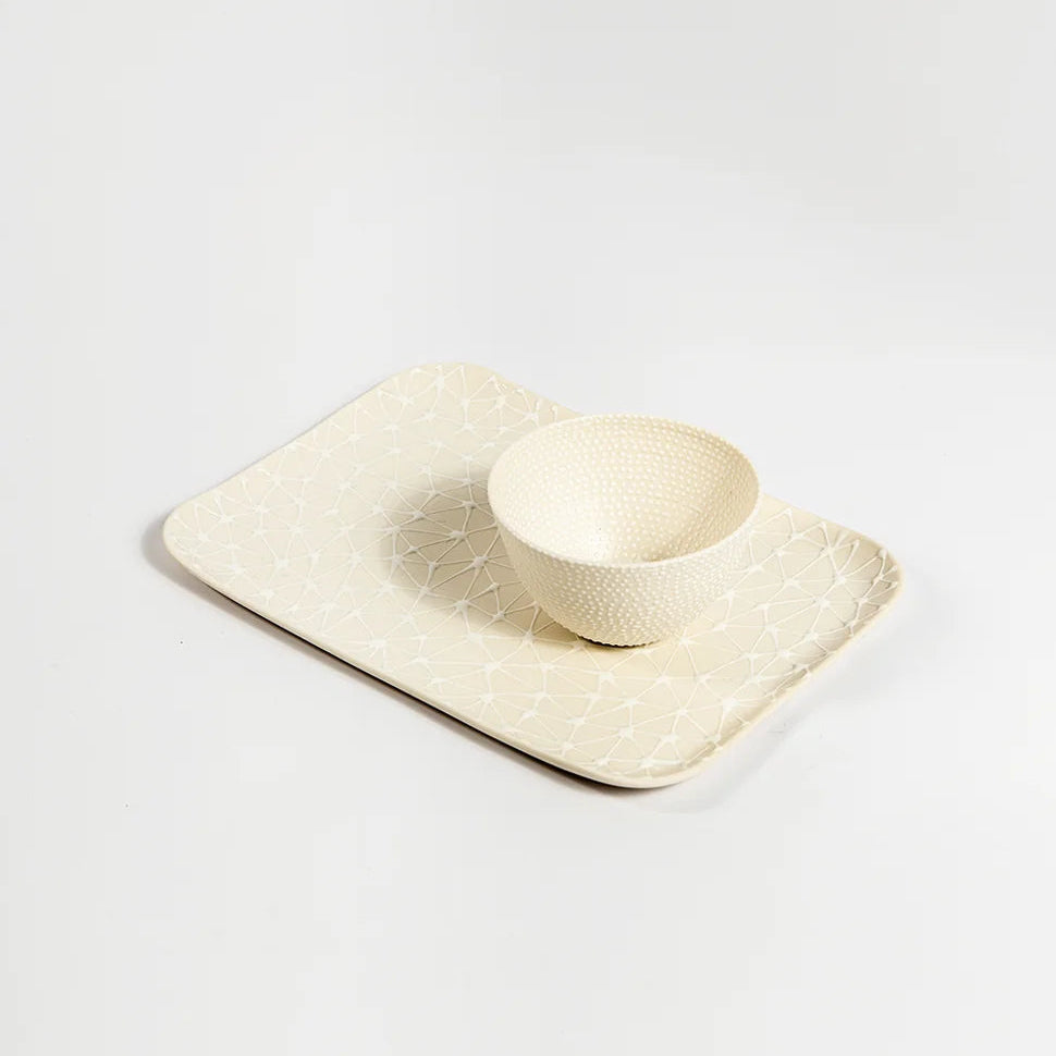 Honey Bowl | White with White Pattern