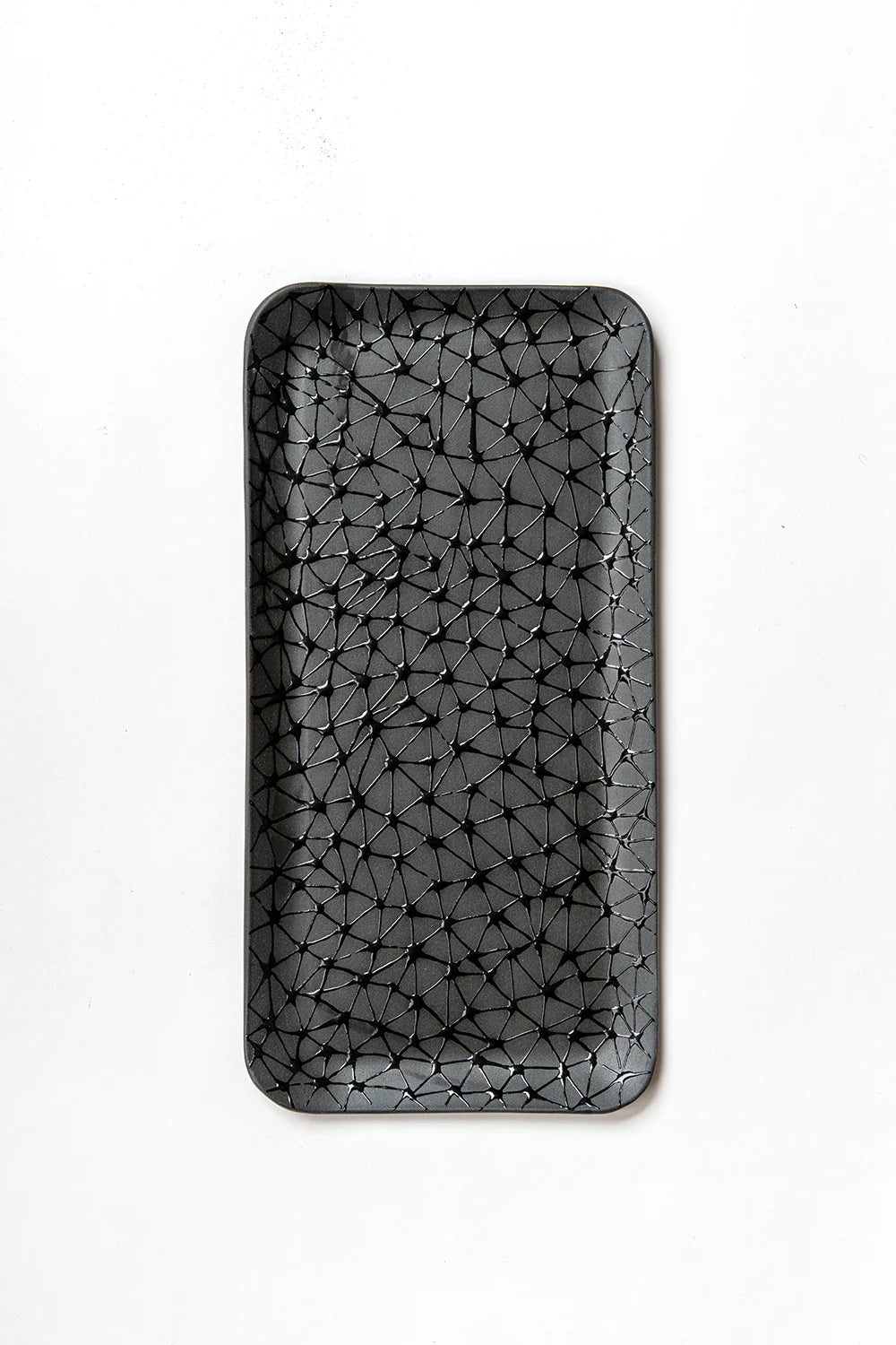 Rectangular serving plate | Black with Black Stars