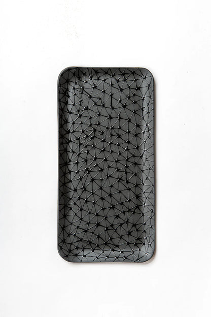 Rectangular serving plate | Black with Black Stars