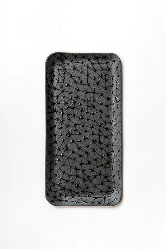 Rectangular serving plate | Black with Black Stars