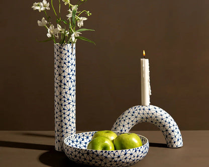 Serving Bowl | White with Blue Stars