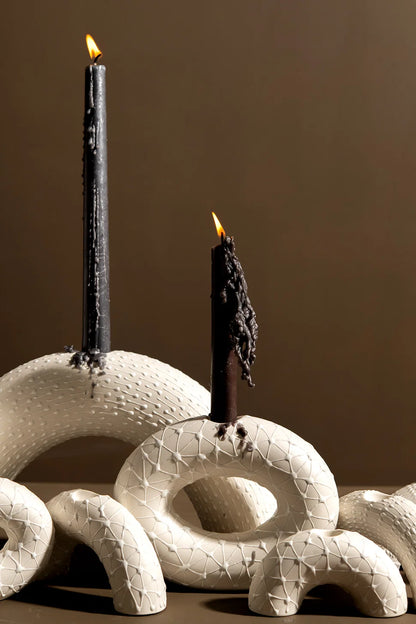 Large Wide Hoop Candle Holder | White with White Stars