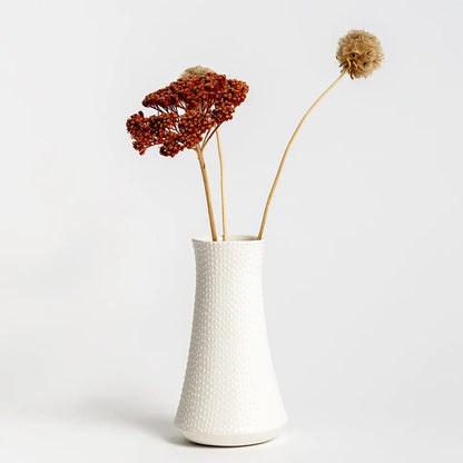 Tall Mini Vase | White with White Stars
