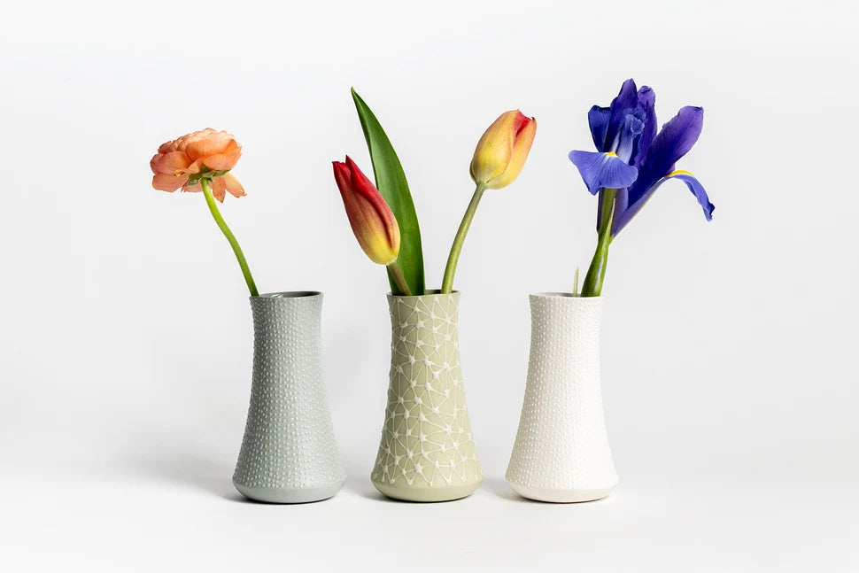 Tall Mini Vase | Pebble Gray with Gray Stars