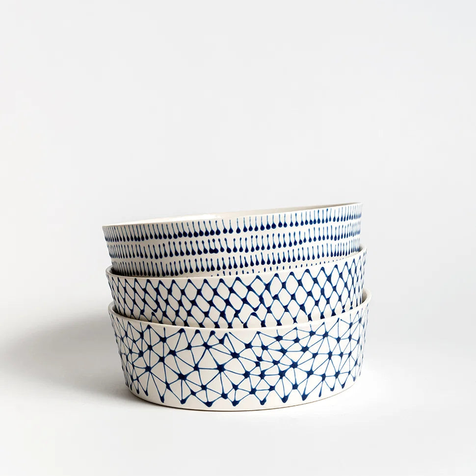 Serving Bowl | White with Blue Stars