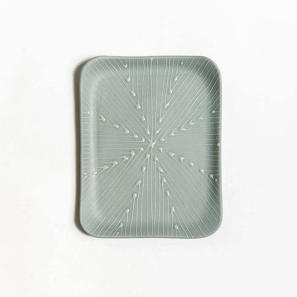 Mini Square Serving plate |Stone Shadow Gray with Gray Wheat