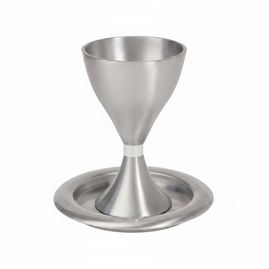 Modern Aluminum Kiddush Cup with Tray