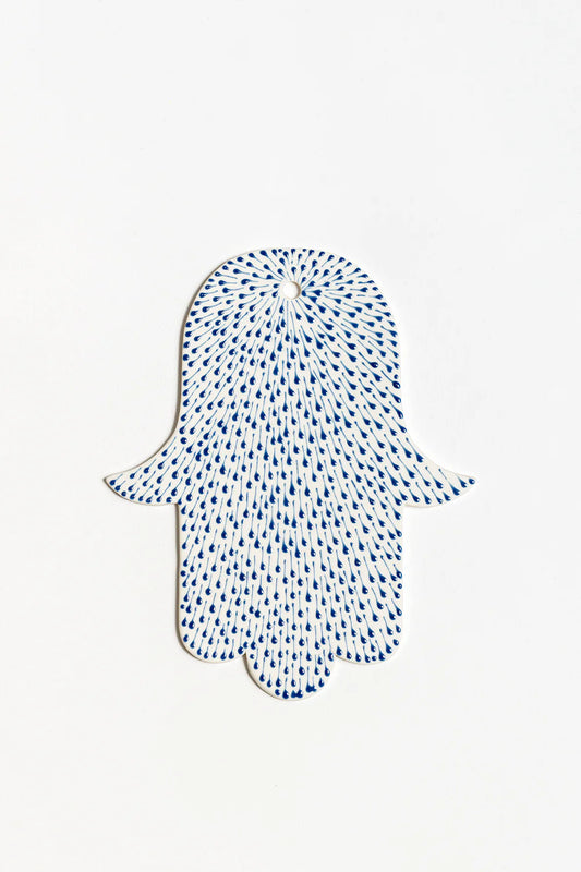 Hamsa | White with Blue Rain Drops