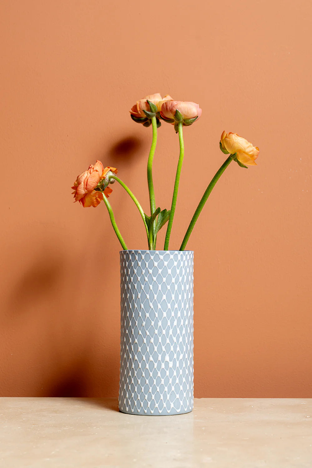 Cylinder Vase | Sky Blue White Netting