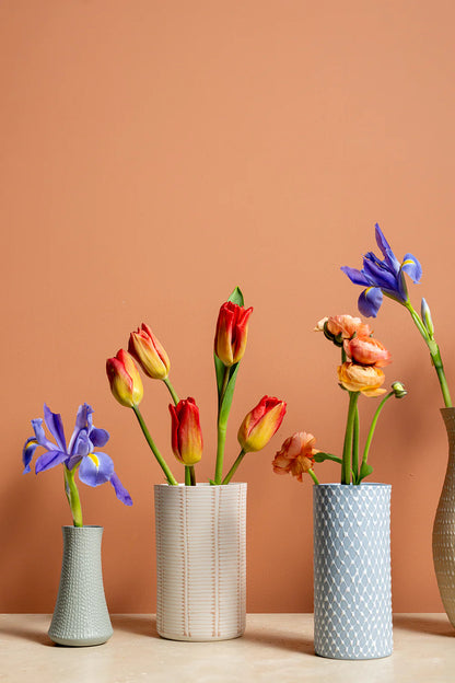 Cylinder Vase | Sky Blue White Netting