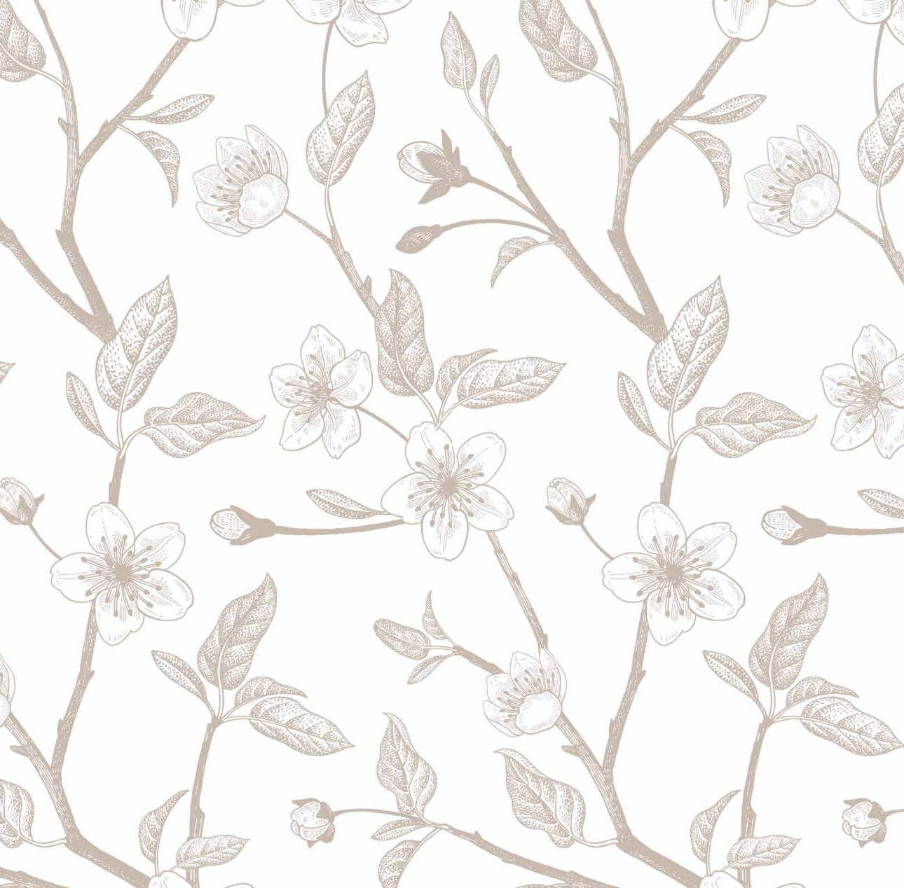 Taupe Cherry Blossom Cocktail Napkin