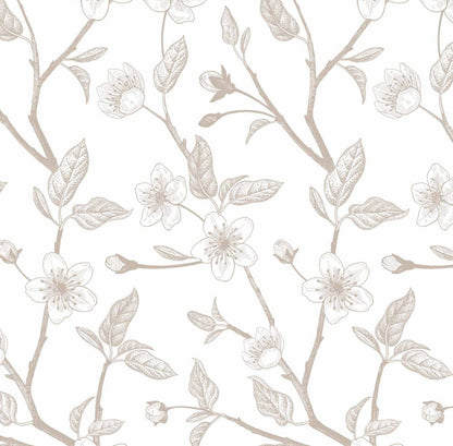 Taupe Cherry Blossom Cocktail Napkin