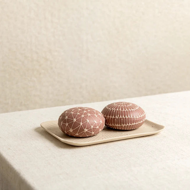 Mini Square Serving plate | Blush with Cream Wheat