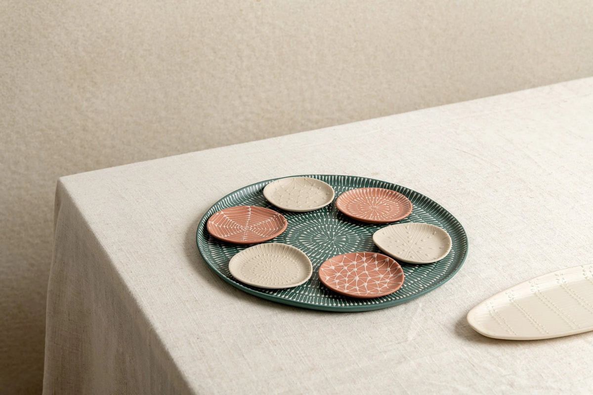 Full Seder Plate | Pine Green, Stone And Brick