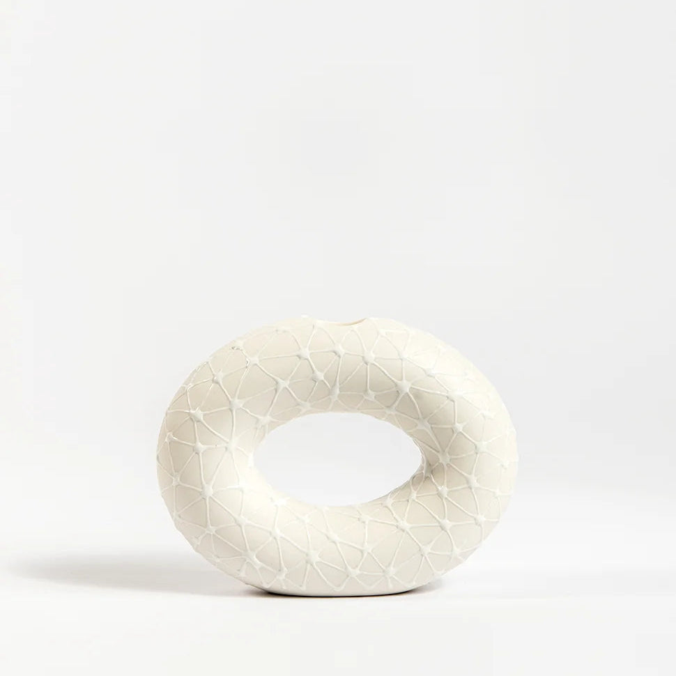 Large Wide Hoop Candle Holder | White with White Stars