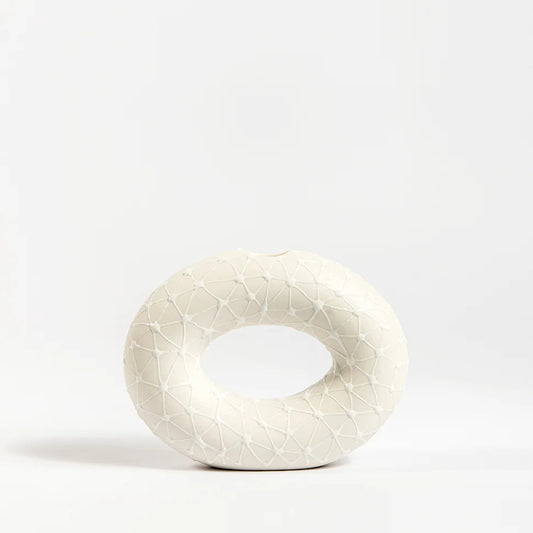 Large Wide Hoop Candle Holder | White with White Stars