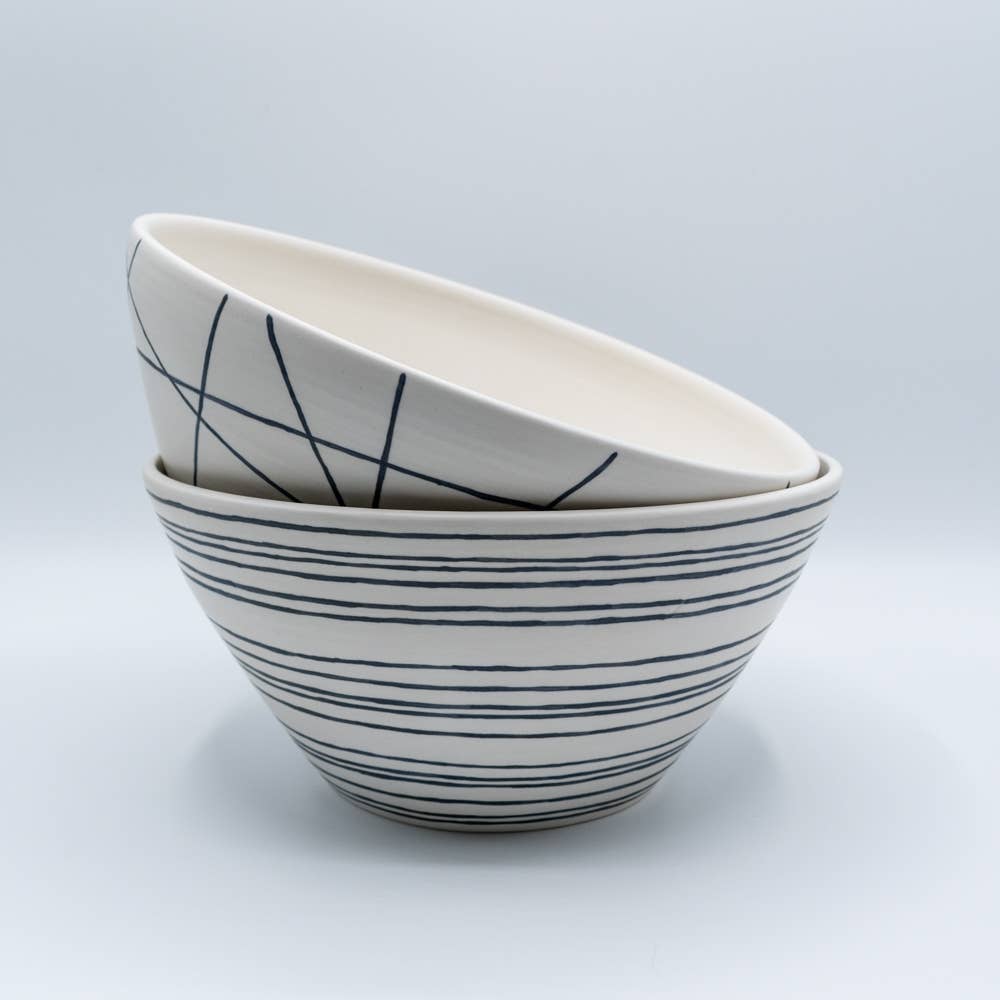 Serving Bowl: White Lines