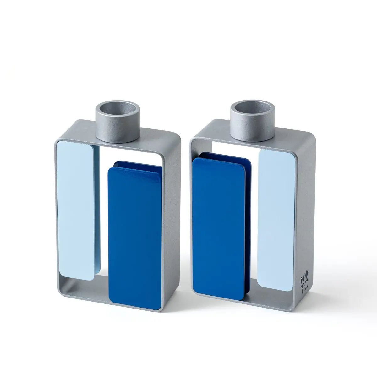 Mondrian-Inspired Candlesticks - Blue & Baby Blue