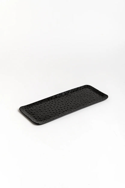 Rectangular serving plate | Black with Black Stars