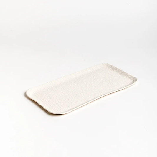 Medium Rectangular serving plate | White with White Ladder