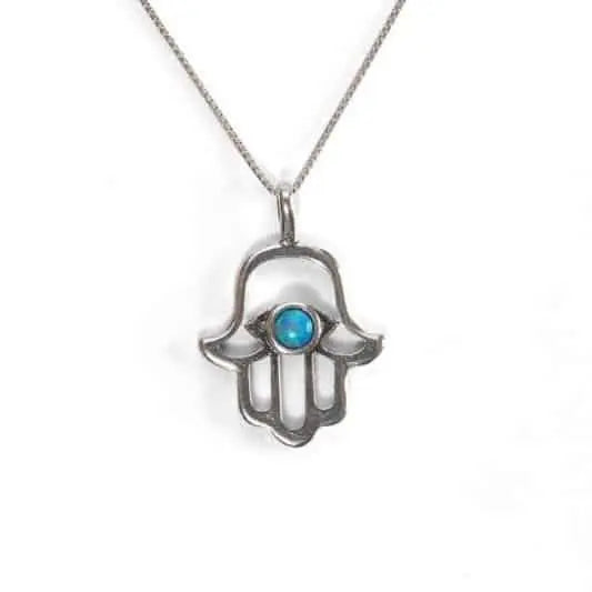 Hamsa Eye with Opal Necklace