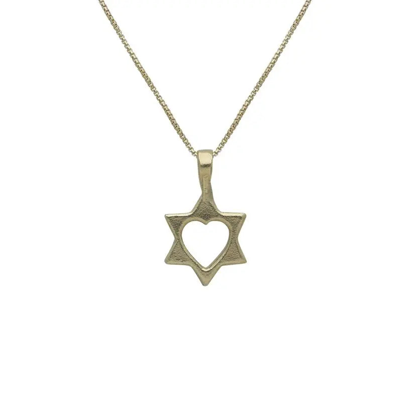 Star of David with a Heart Necklace