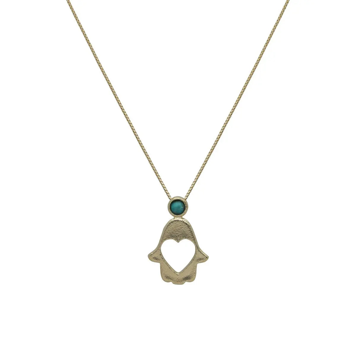 Hamsa with Heart and Stone Necklace