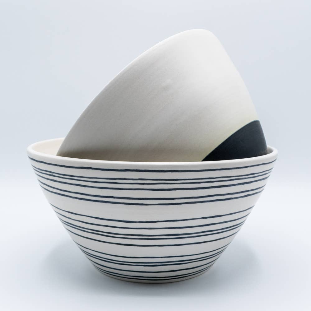 Serving Bowl: White Lines