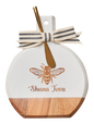 Acacia Bevel Board w/ Gold Spreader |Honeybee w/ Shana Tova