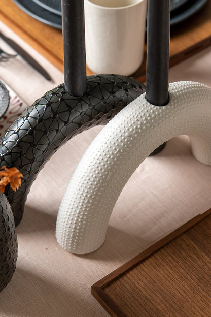 Candle Holder | Black with Black Stars