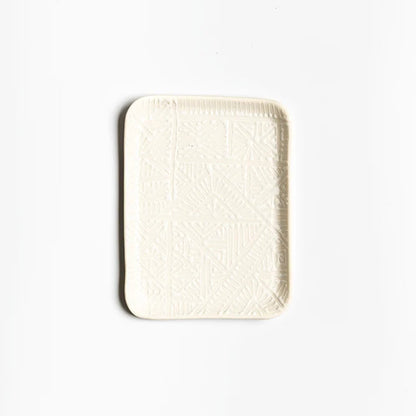Mini Square Serving plates | White with White Oriental
