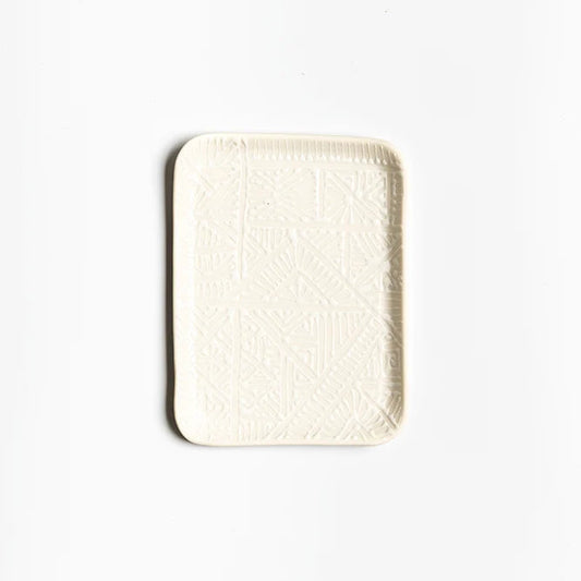 Mini Square Serving plates | White with White Oriental
