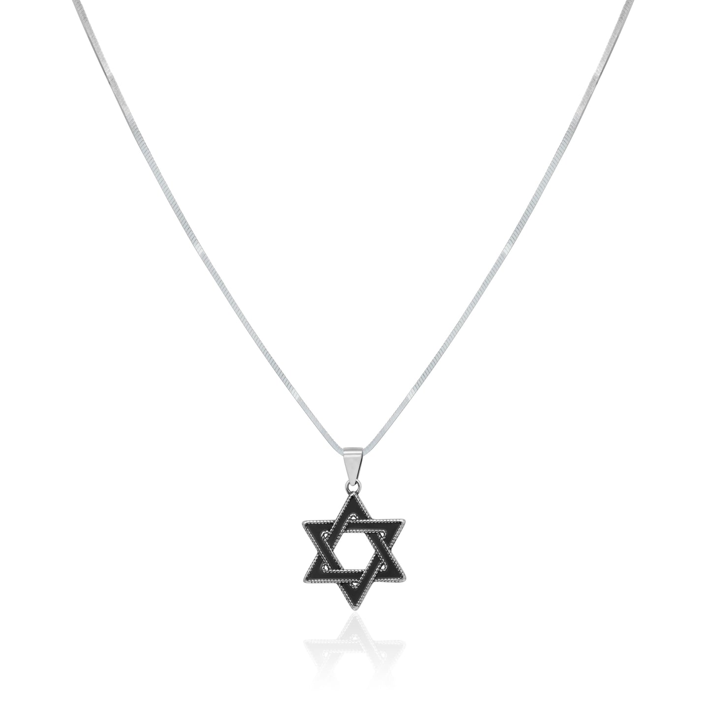 Men's Jewish Star Necklace in Silver: 20"