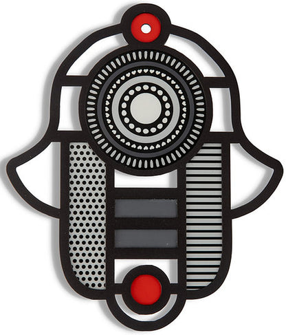 Stained Glass–Style Hamsa Wall Art – Black, Charcoal & Red