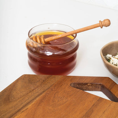 Glass Honey Jar & Dipper With Birch Wood | 250 ml
