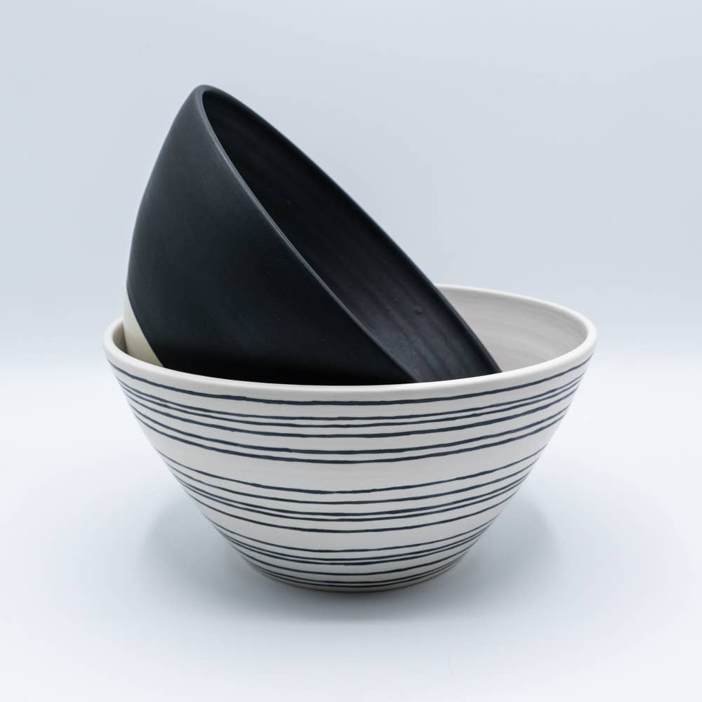 Serving Bowl: White Lines