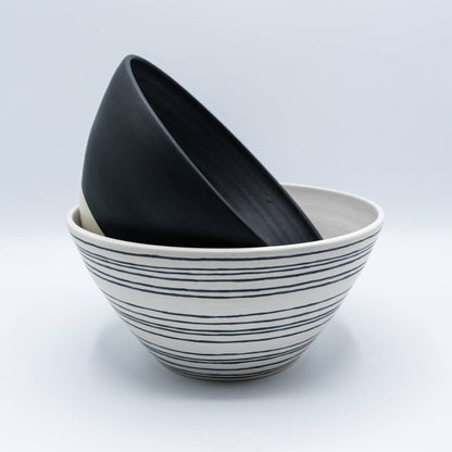 Serving Bowl: White Lines