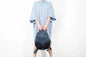VIOLIN – Handmade Leather Backpack – Blue with Black Pocket