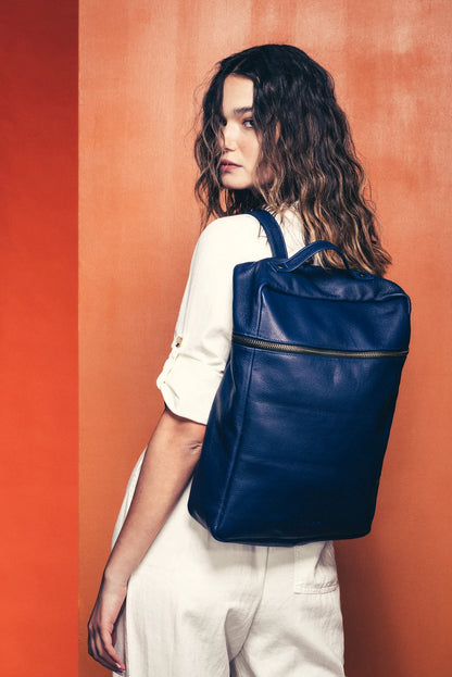 ALICE – Handmade Leather Backpack – Blue