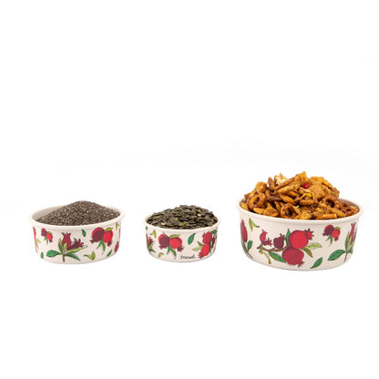 Set of 3 Round Bamboo Containers with Lids – Pomegranate