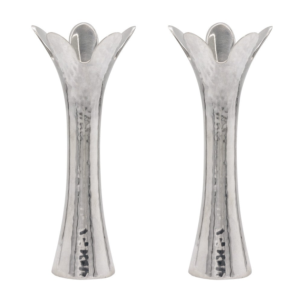 Flower Candlesticks - Silver 5.5"