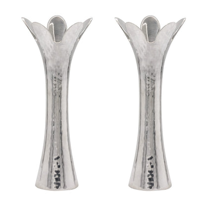 Flower Candlesticks - Silver 5.5"