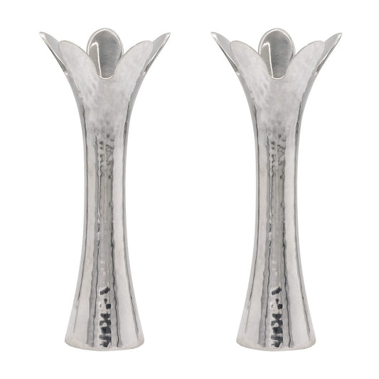 Flower Candlesticks - Silver 5.5"