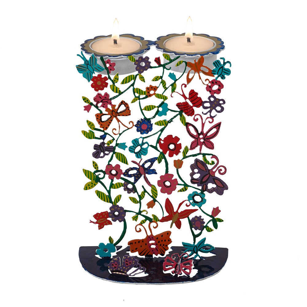 Laser-Cut Candlesticks with Hand-Painted - Butterfly